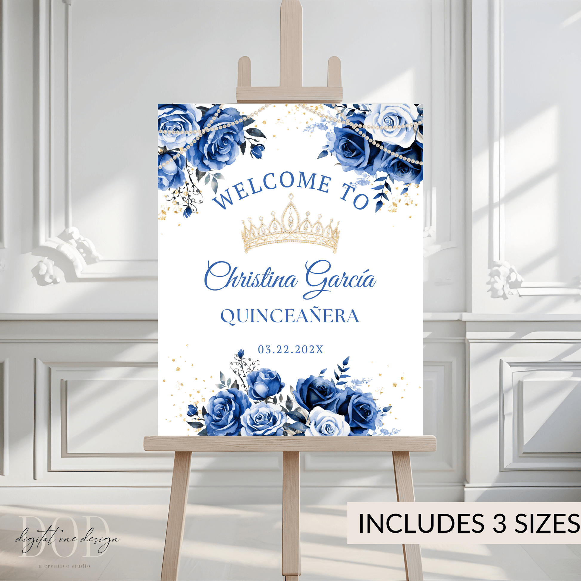 Elegant Royal Blue Birthday Party Welcome sign