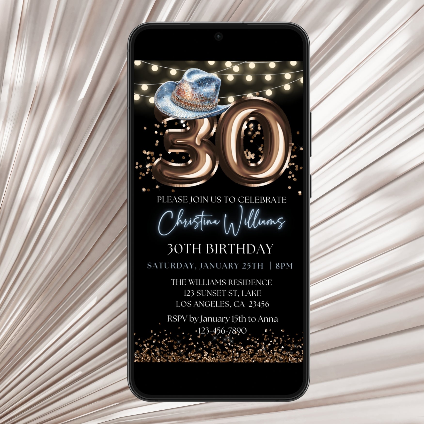 Digital Cowboy 30th Birthday Party Invitation