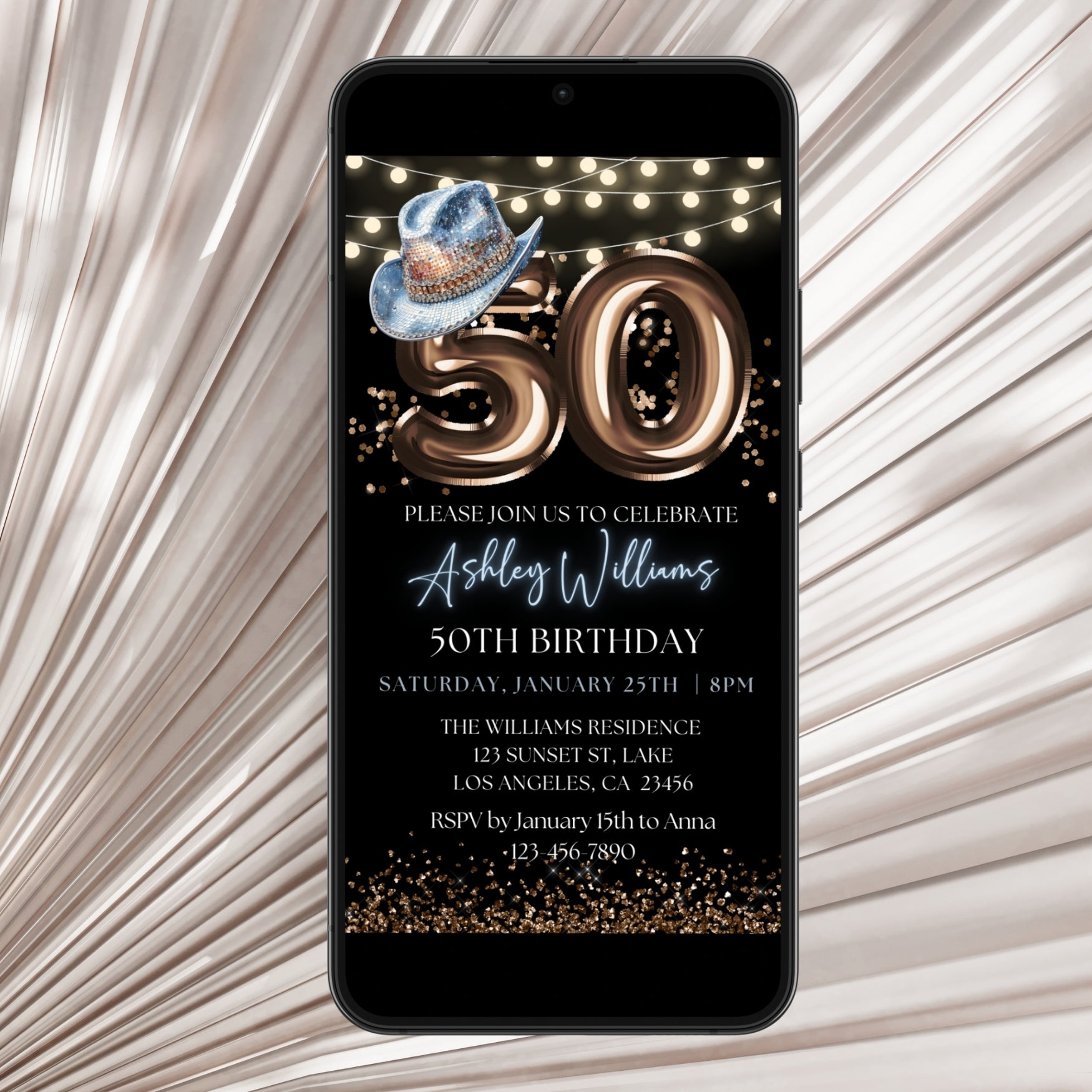 Digital Rodeo Western 50th Birthday Party Invitation