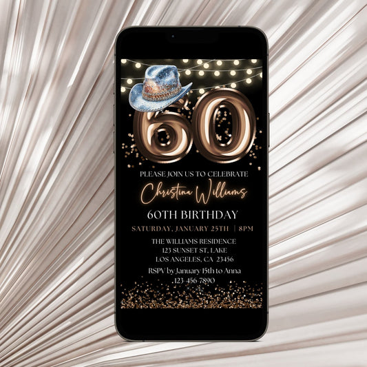 Western Cowboy 60th Birthday Party Invitation