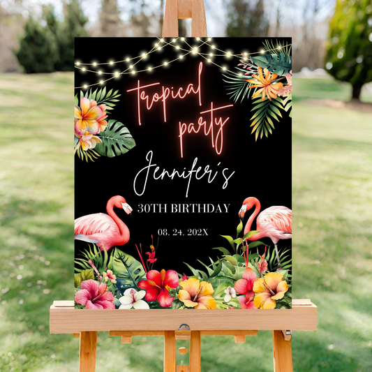Tropical Birthday Party Welcome Sign