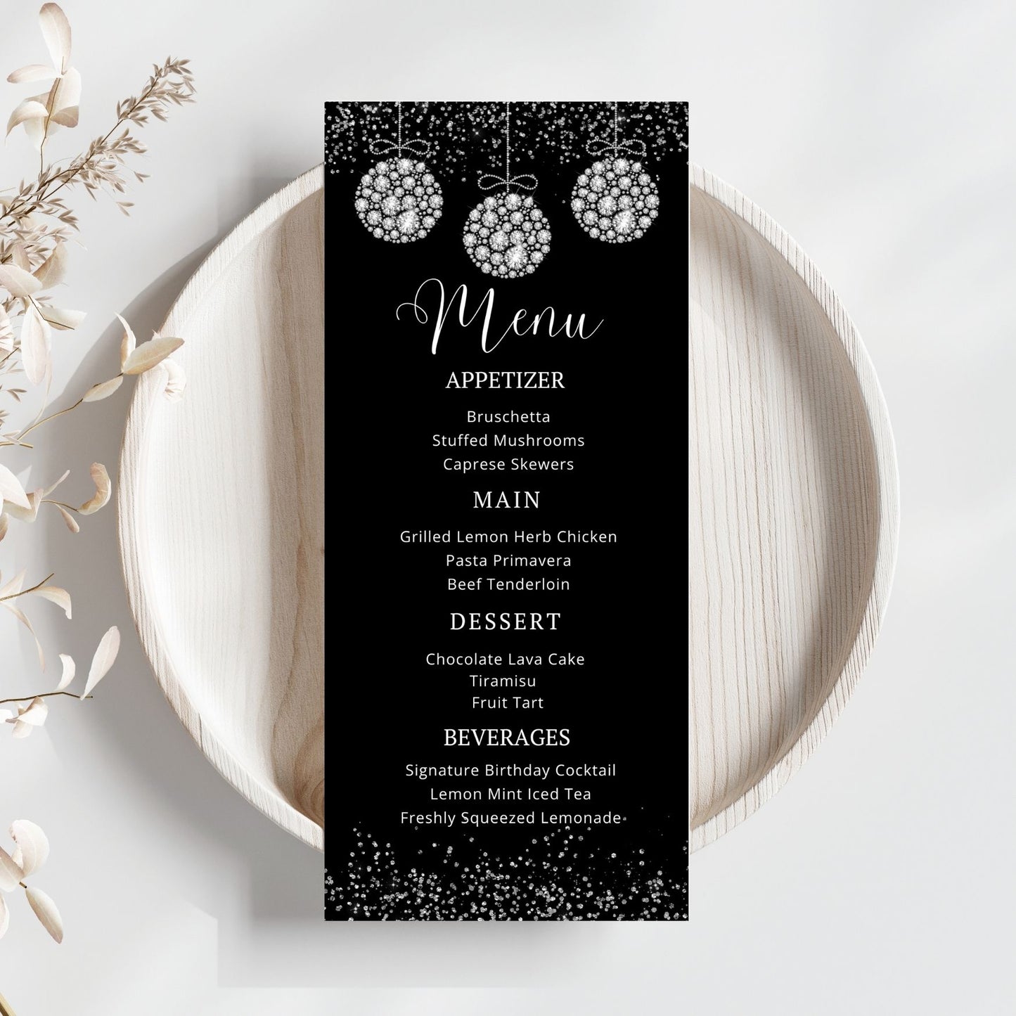 Sparkle & Shine Birthday Menu Template