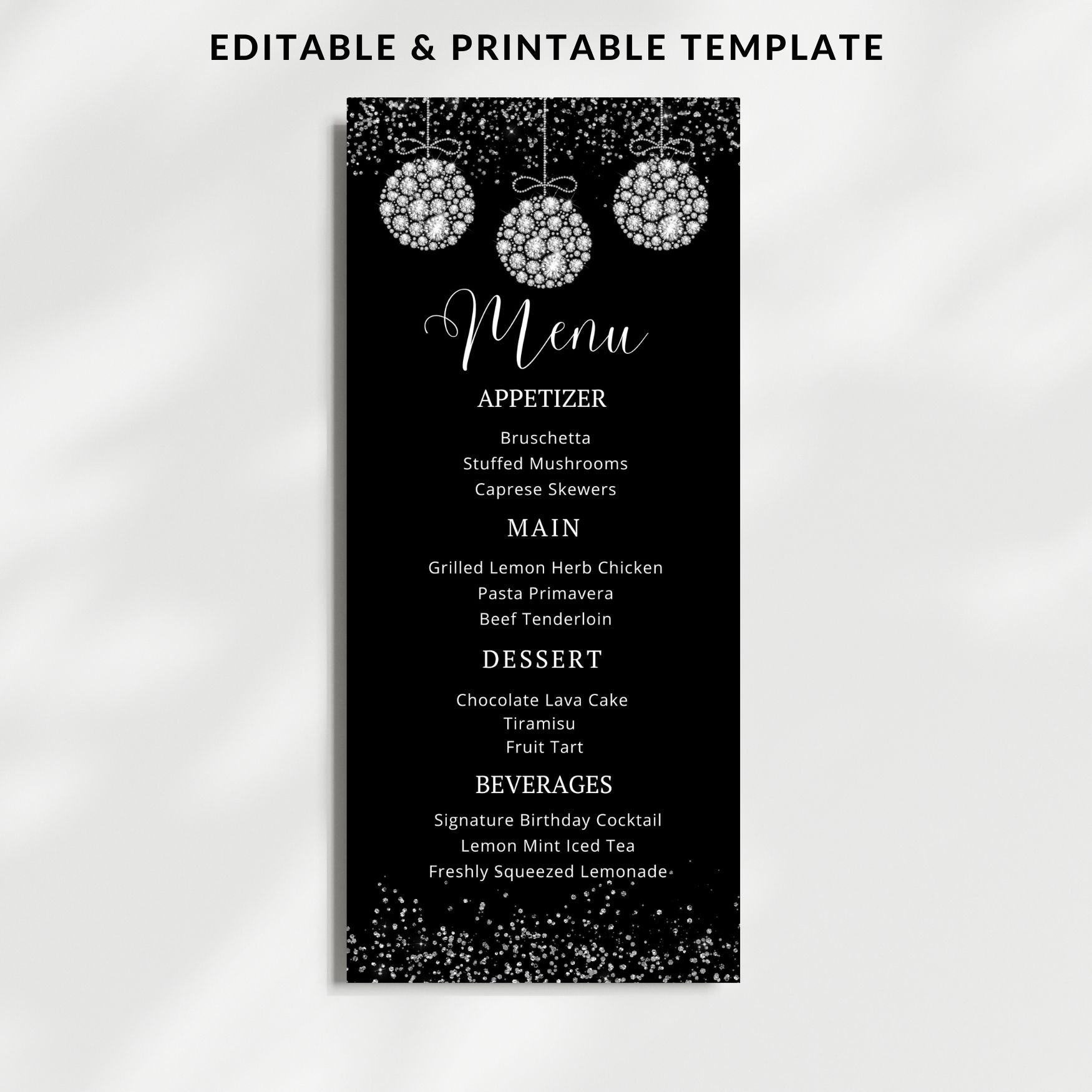 Sparkle & Shine Birthday Menu Template