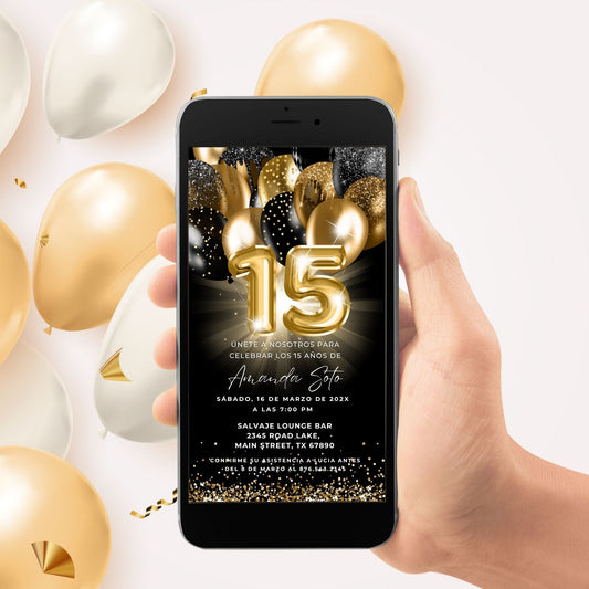 Editable Spanish 15th Birthday Party invitation template