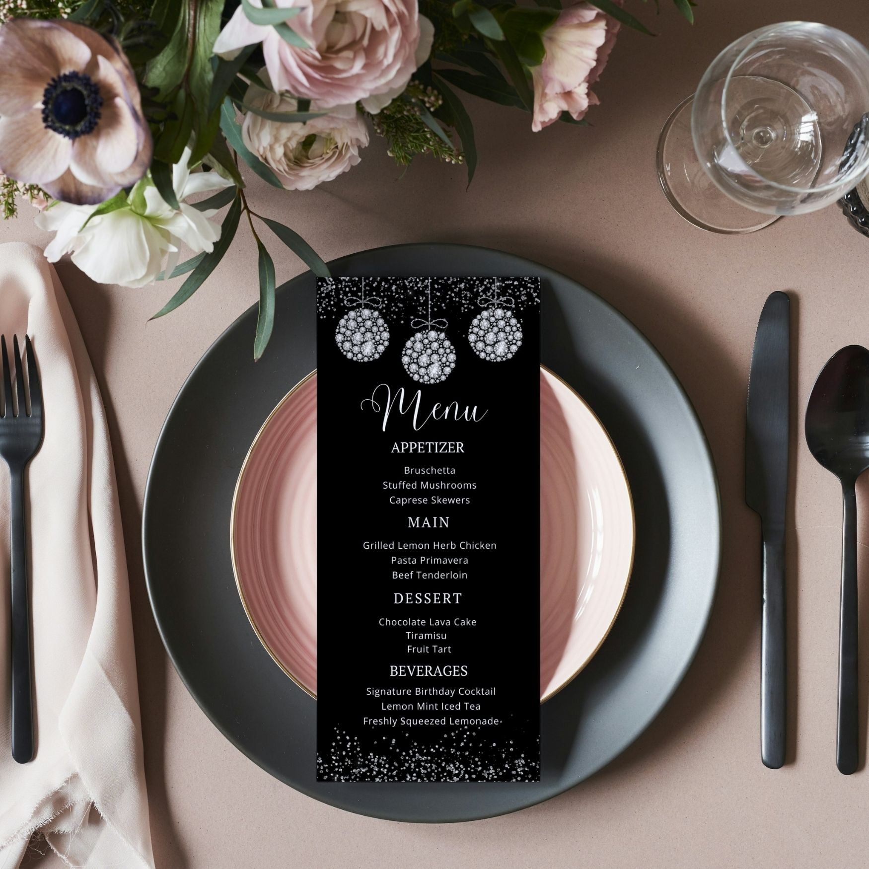 Sparkle & Shine Birthday Menu Template