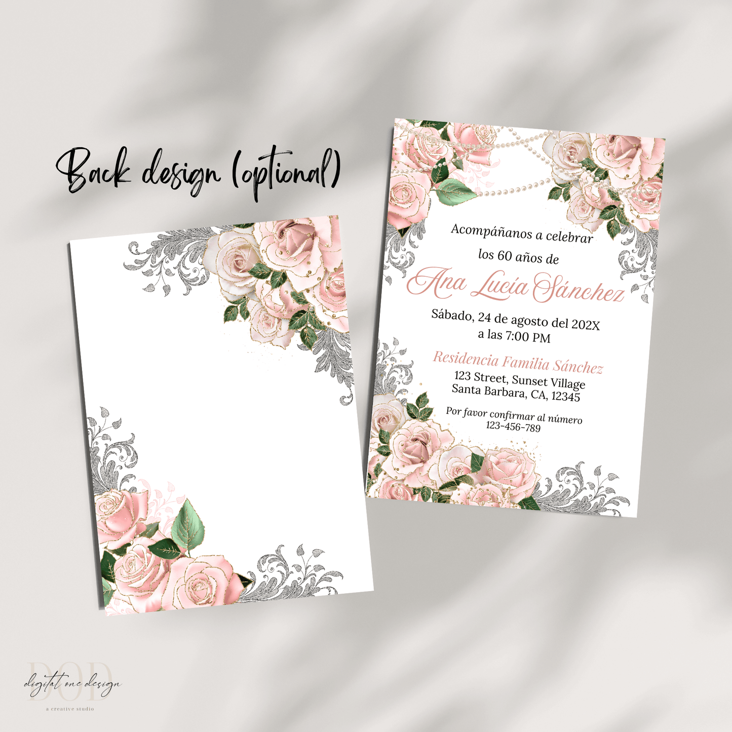 Pink Roses Birthday Invitation Template