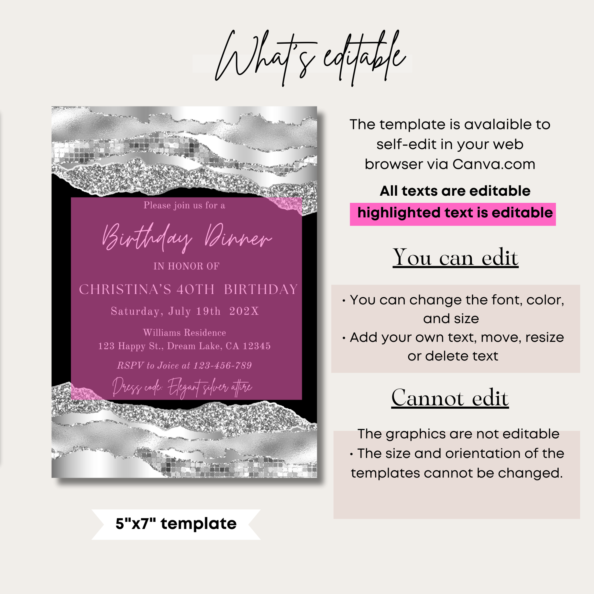 Editable Birthday Invitation