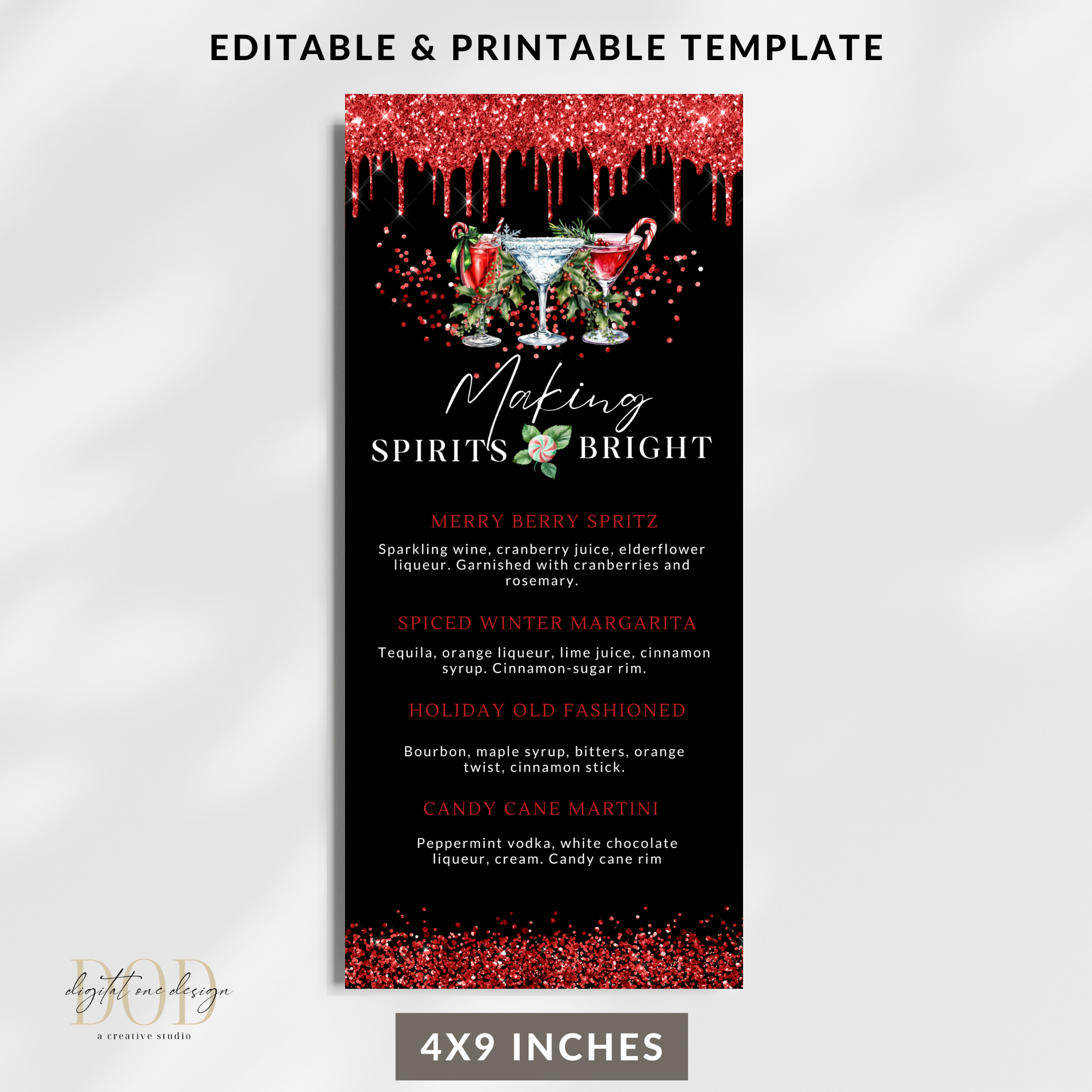 Making Spirits Bright Christmas Party Cocktail Menu