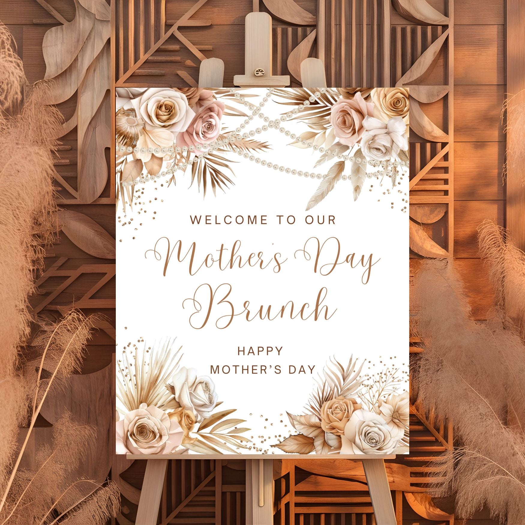 Mother's Day Brunch Floral and Pearls Welcome sign