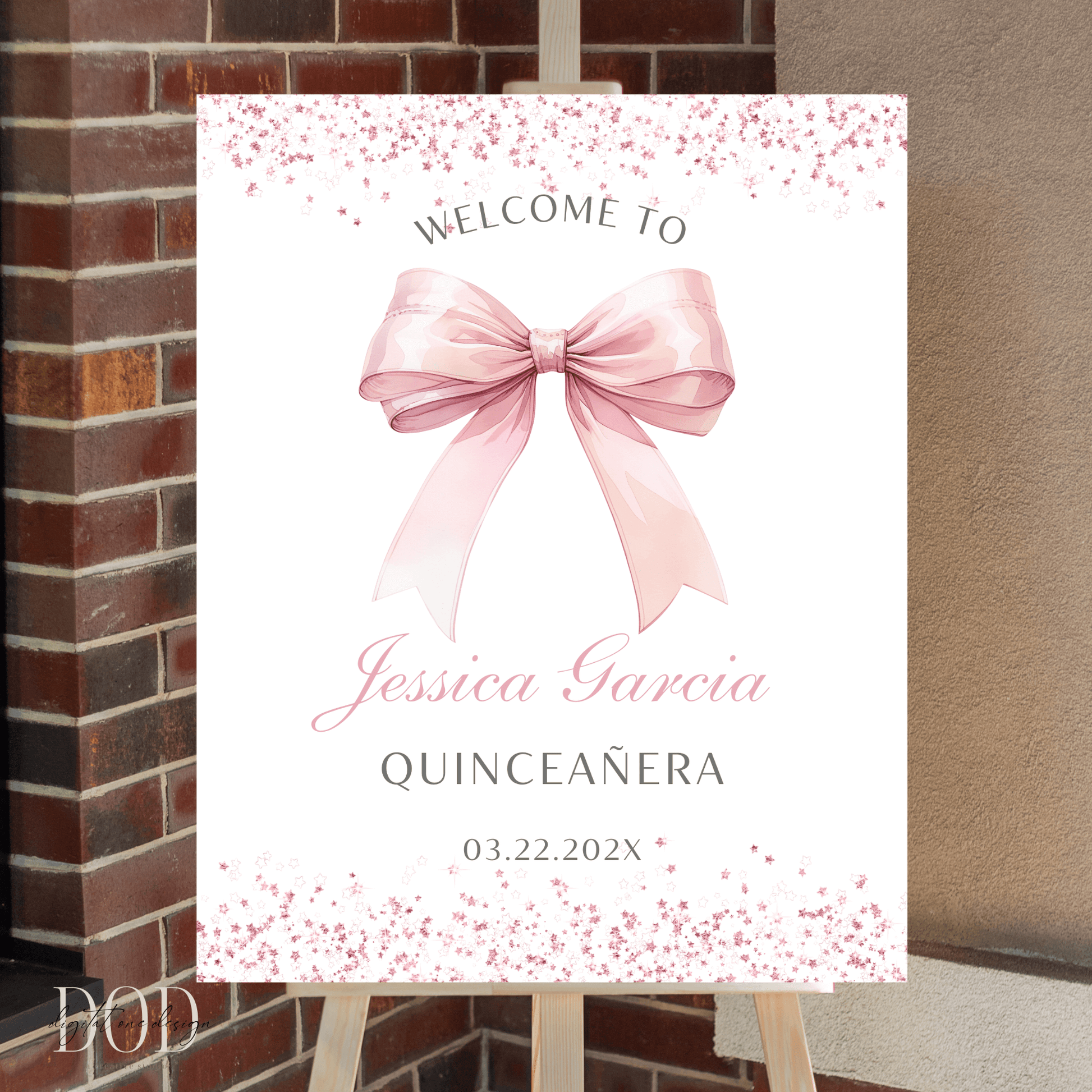 Elegant  Pink Bow Quinceanera Sign
