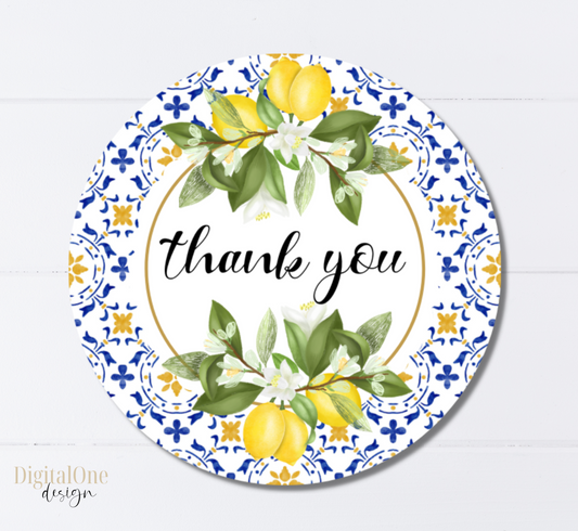 Mediterranean Lemon Thank you Tag Printable
