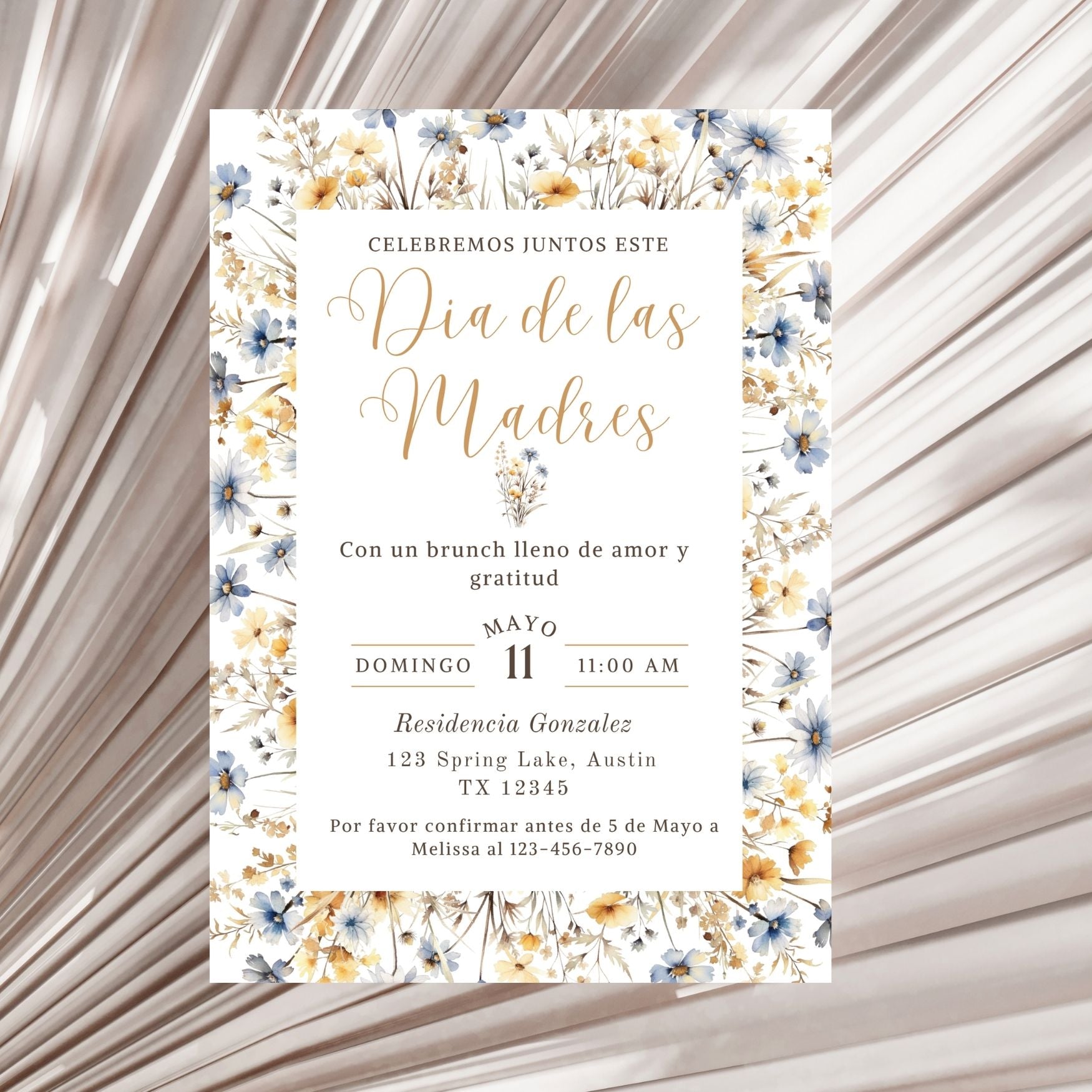 Spanish Wildflower Mother's Day Invitation Template