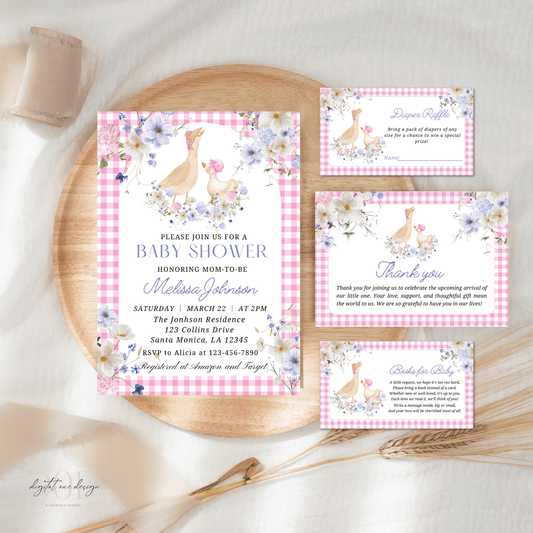 Goose Girl Baby Shower Invitation Bundle