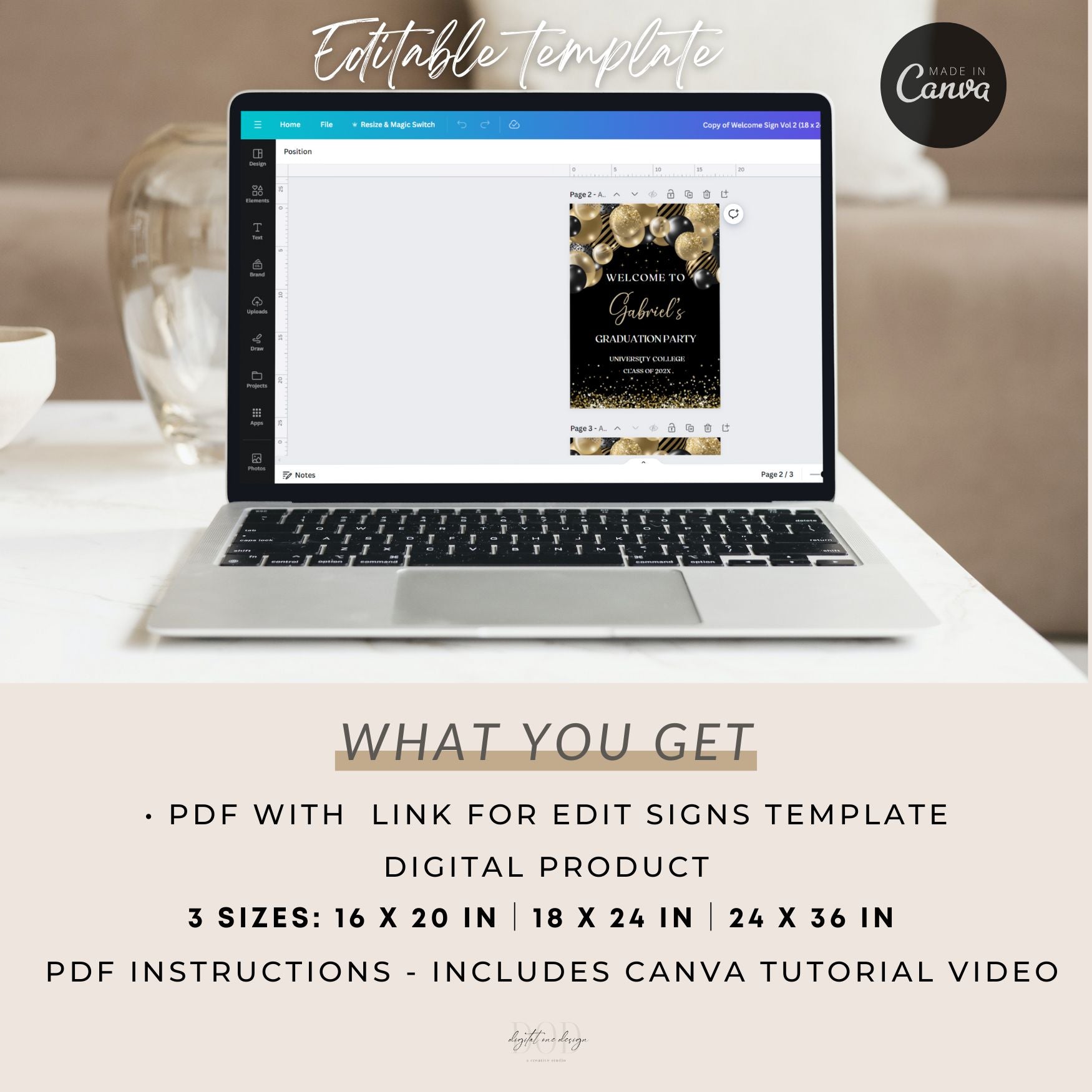 Self-editable Canva Graduation welcome sign