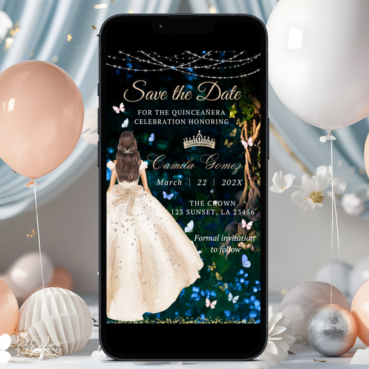 Champagne Dress Quinceañera Theme