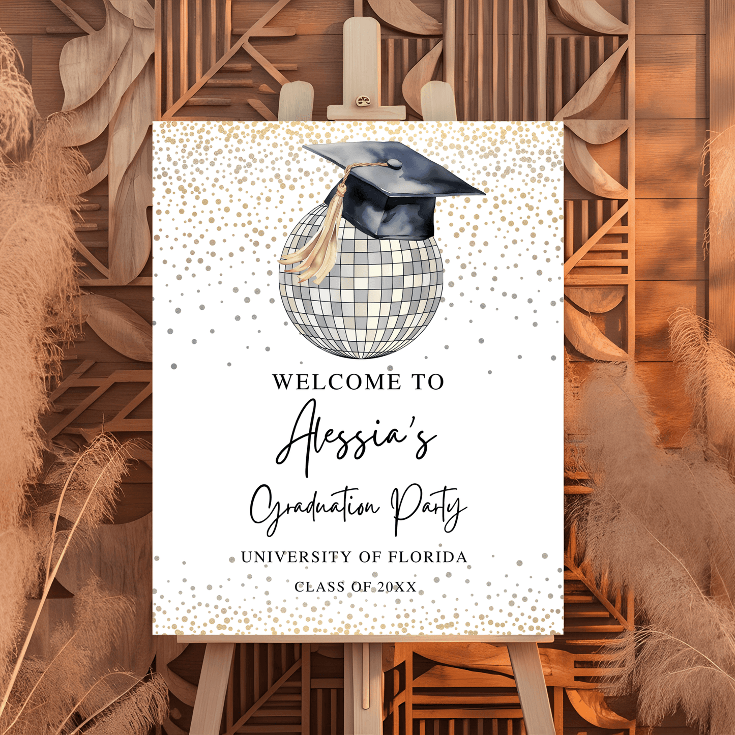 Editable Disco ball Graduation Party Welcome Sign