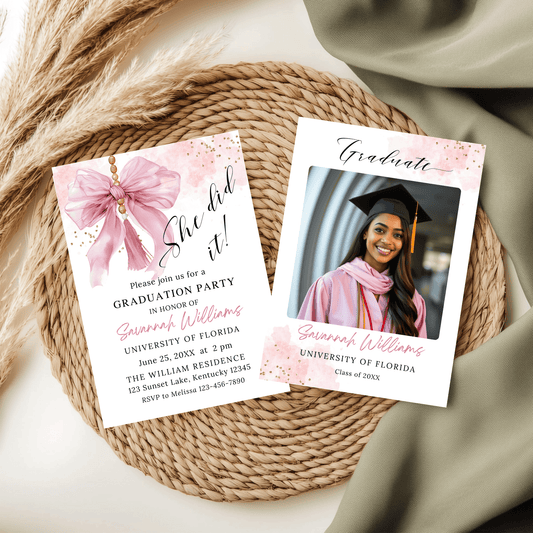 Boho coquette graduation announcement template