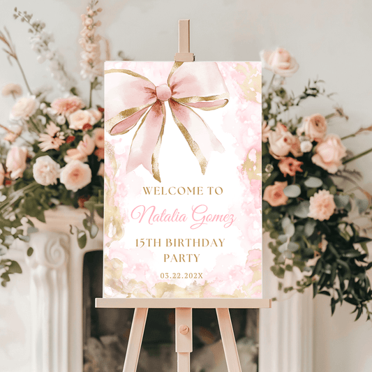 Elegant Pink Coquette Welcome Sign