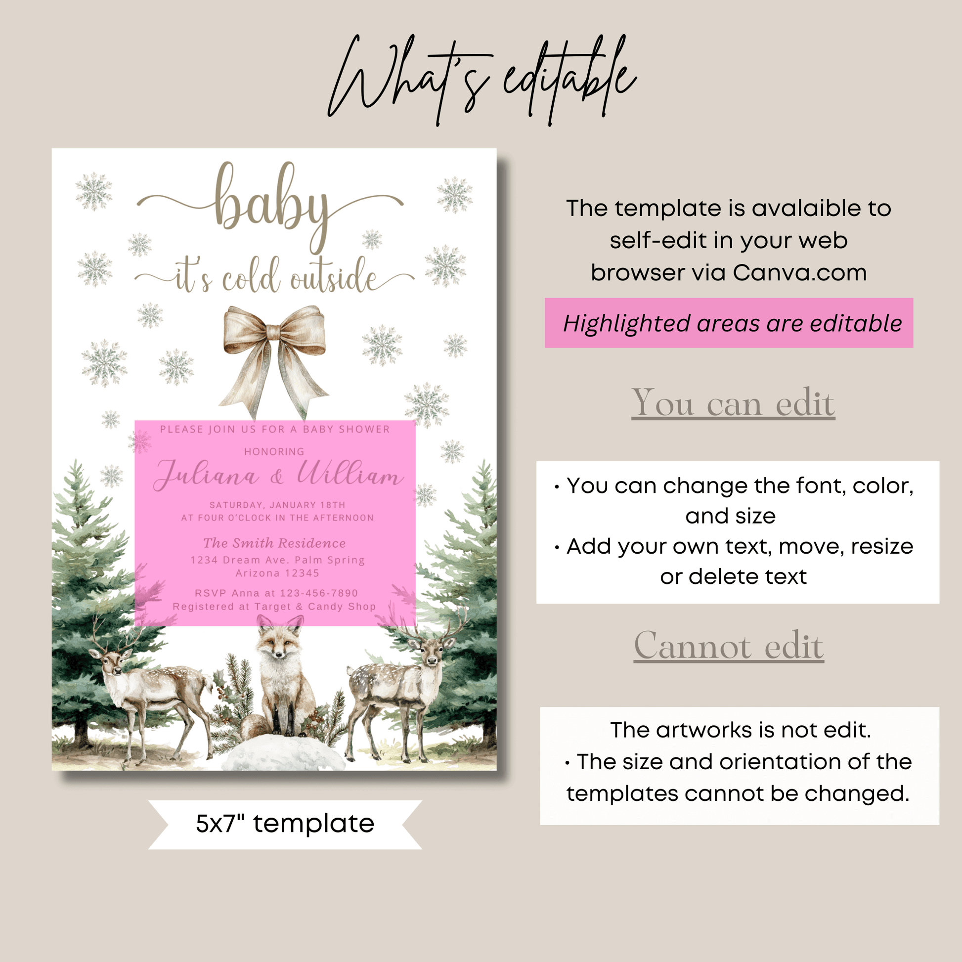 Editable Woodland Baby Shower Invite