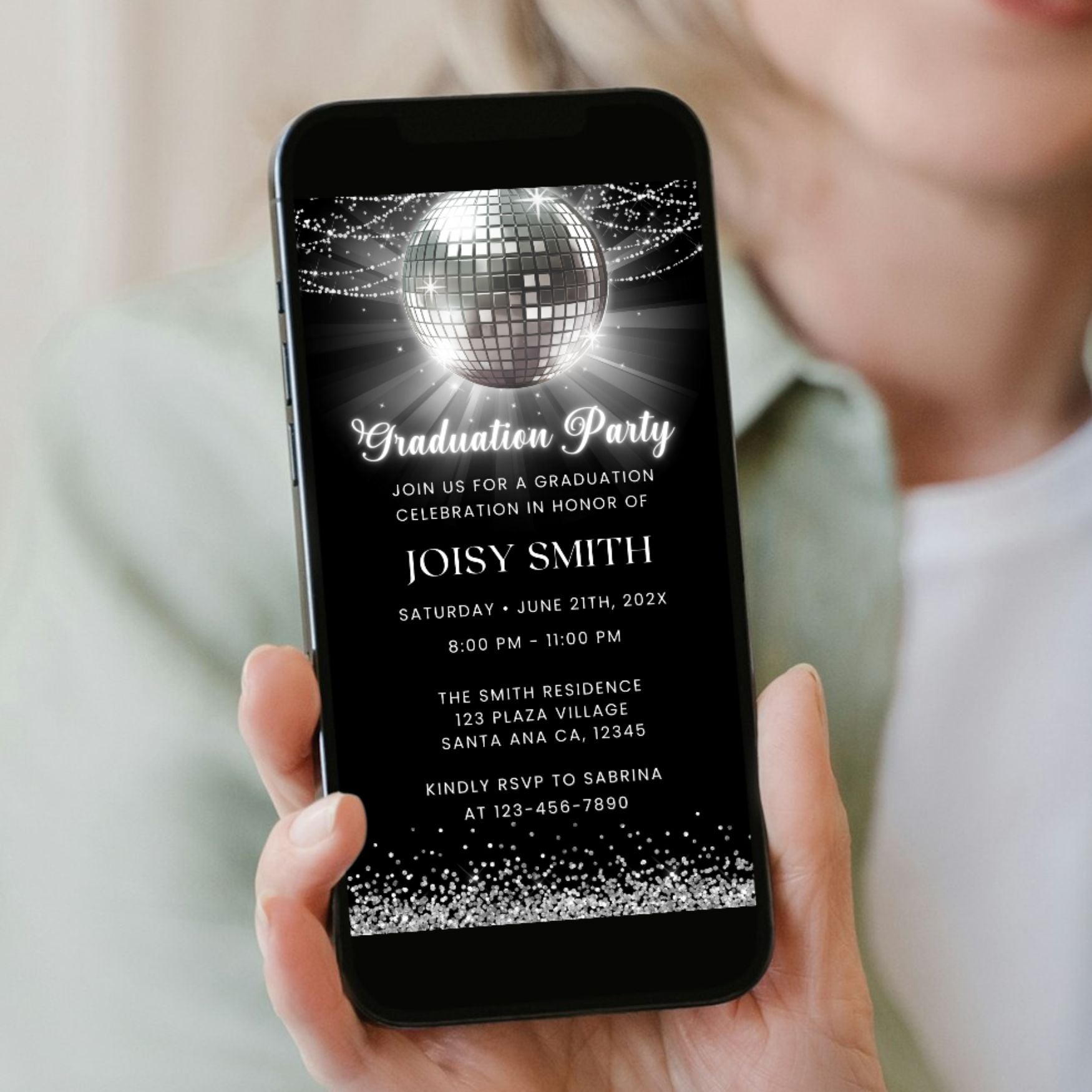 Disco Ball Graduation Party Invitation