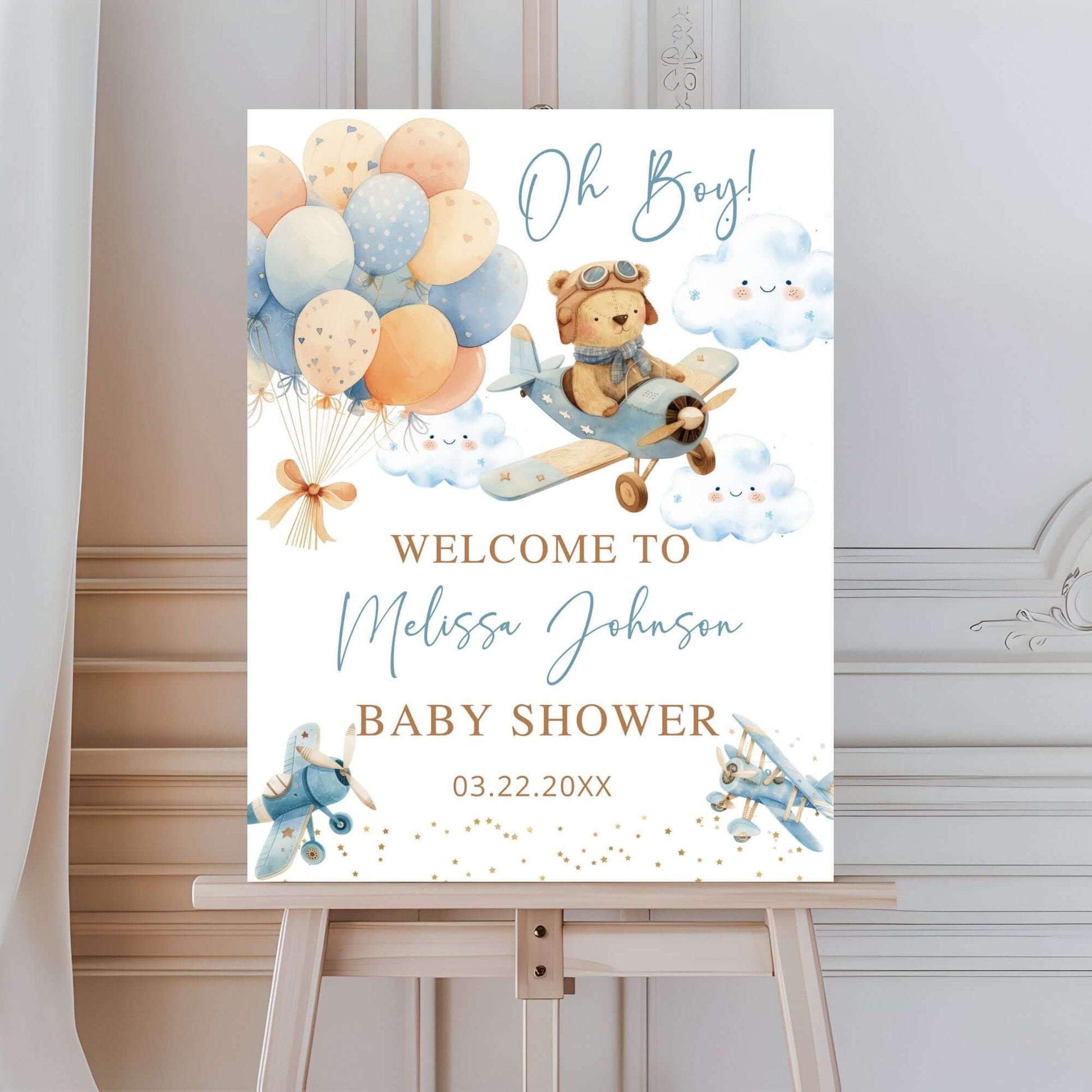 Personalized Airplane Baby Shower Poster