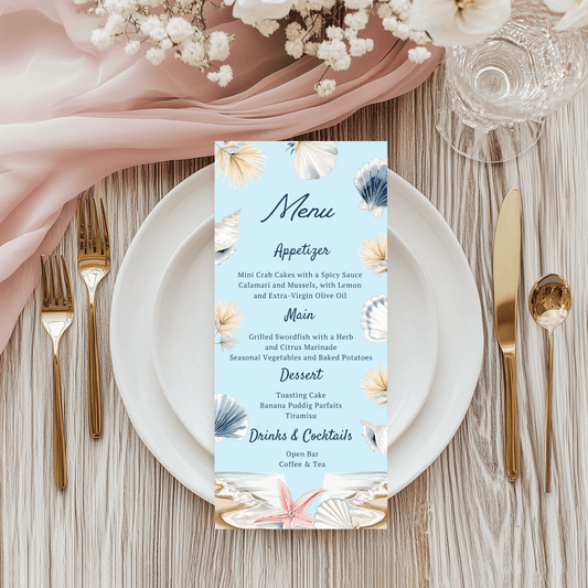 Editable Summer Party Menu card template