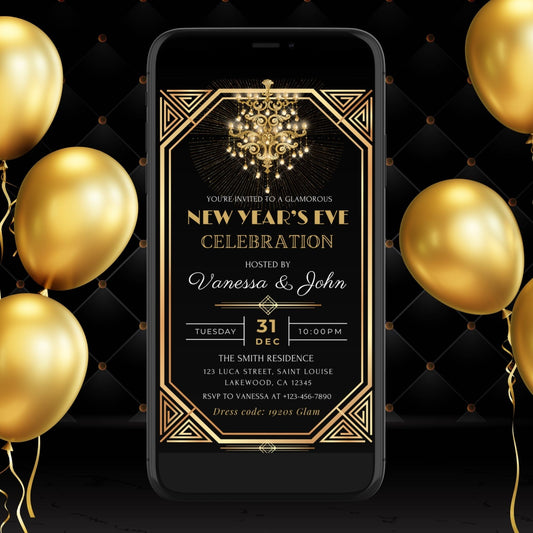 Elegant Gatsby New Years Eve Invitation