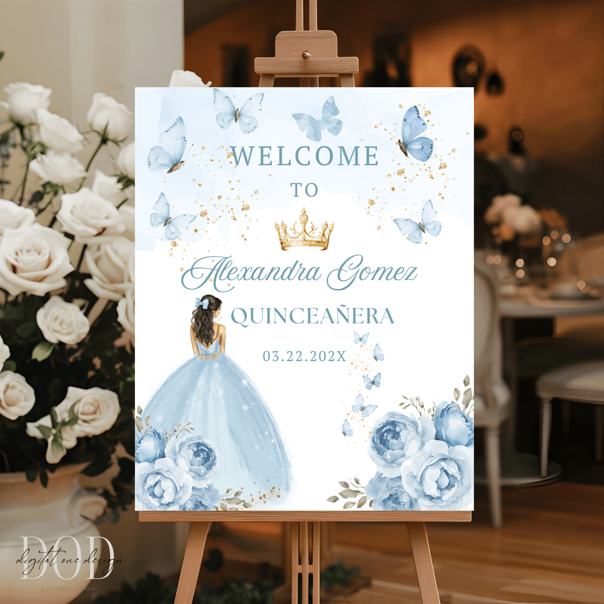 Dusty Blue Quinceanera Welcome Sign