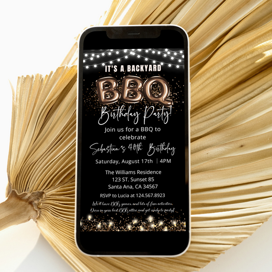 Electronic BBQ Birthday Party Invitation  template