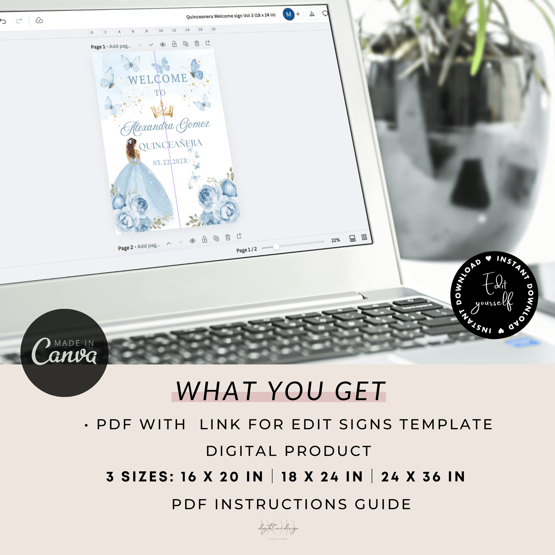 Editable Welcome sign with Canva