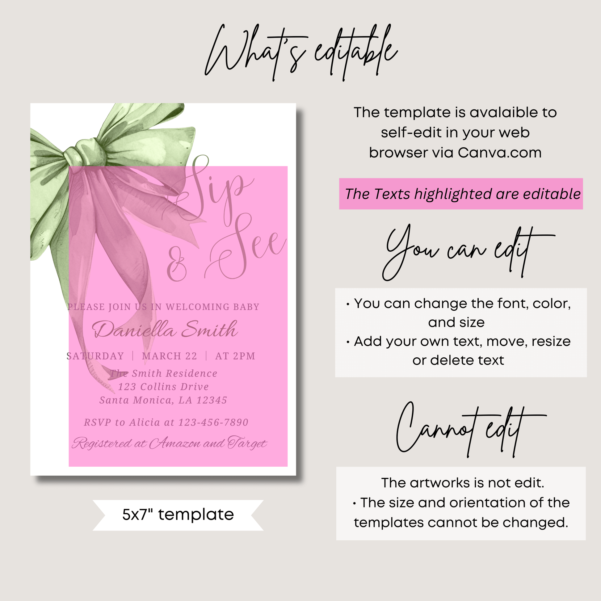 Sage Green Baby Shower Invite template