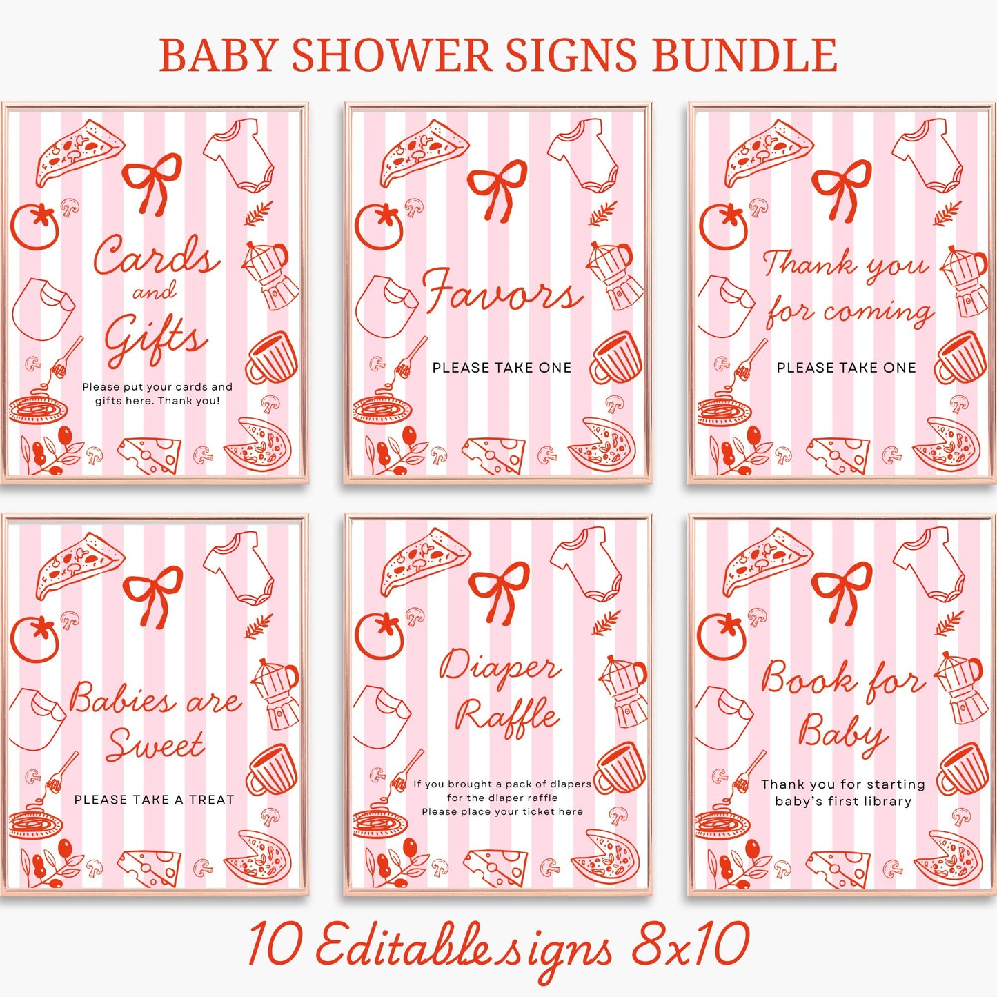 Editable Slice Slice Baby Shower Pizza Sign Bundle