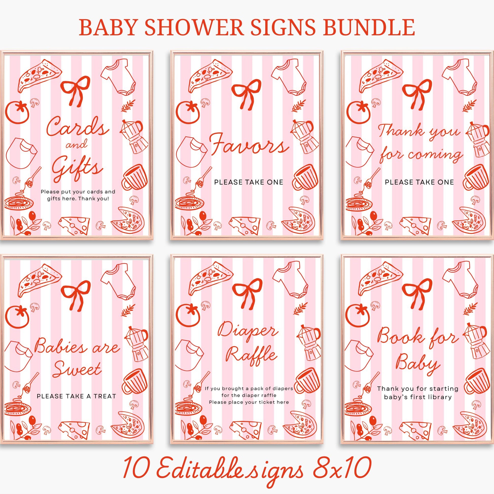 Editable Slice Slice Baby Shower Pizza Sign Bundle