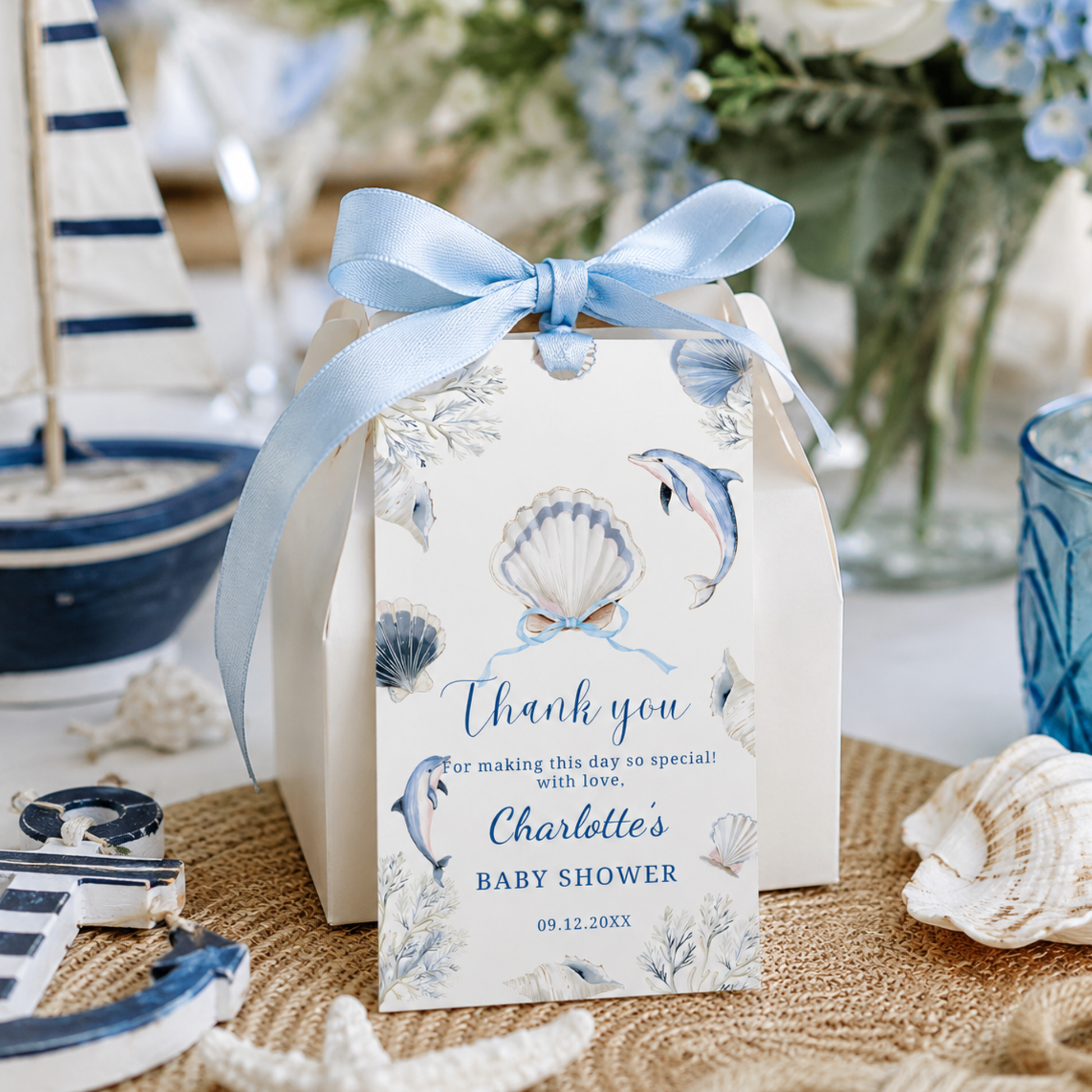 Coastal Baby Shower thank you tag