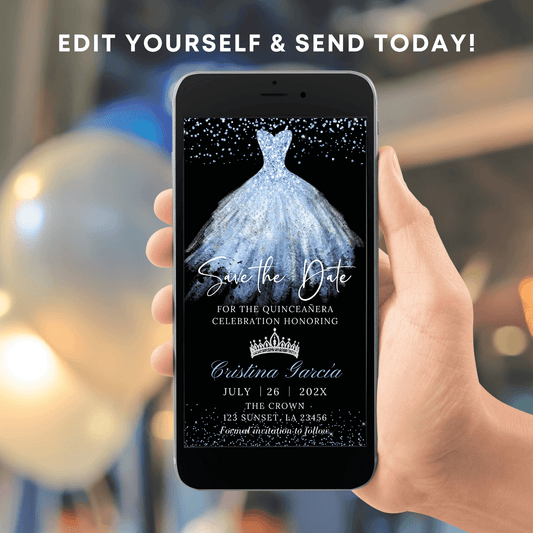 Editable Quinceañera Save the Date evite 