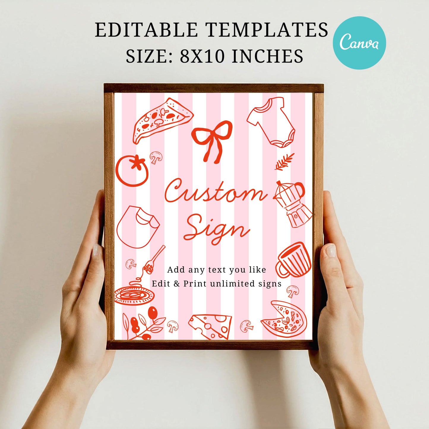 Editable Slice Slice Baby Shower Pizza Sign Bundle