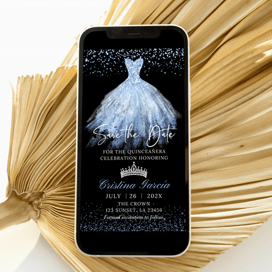 Blue Quinceañera Save the Date