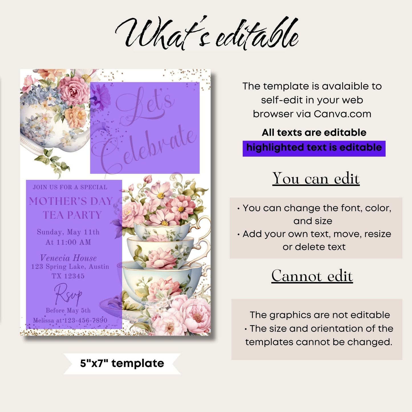 Pink Floral Mother's Day Tea Party Invitation