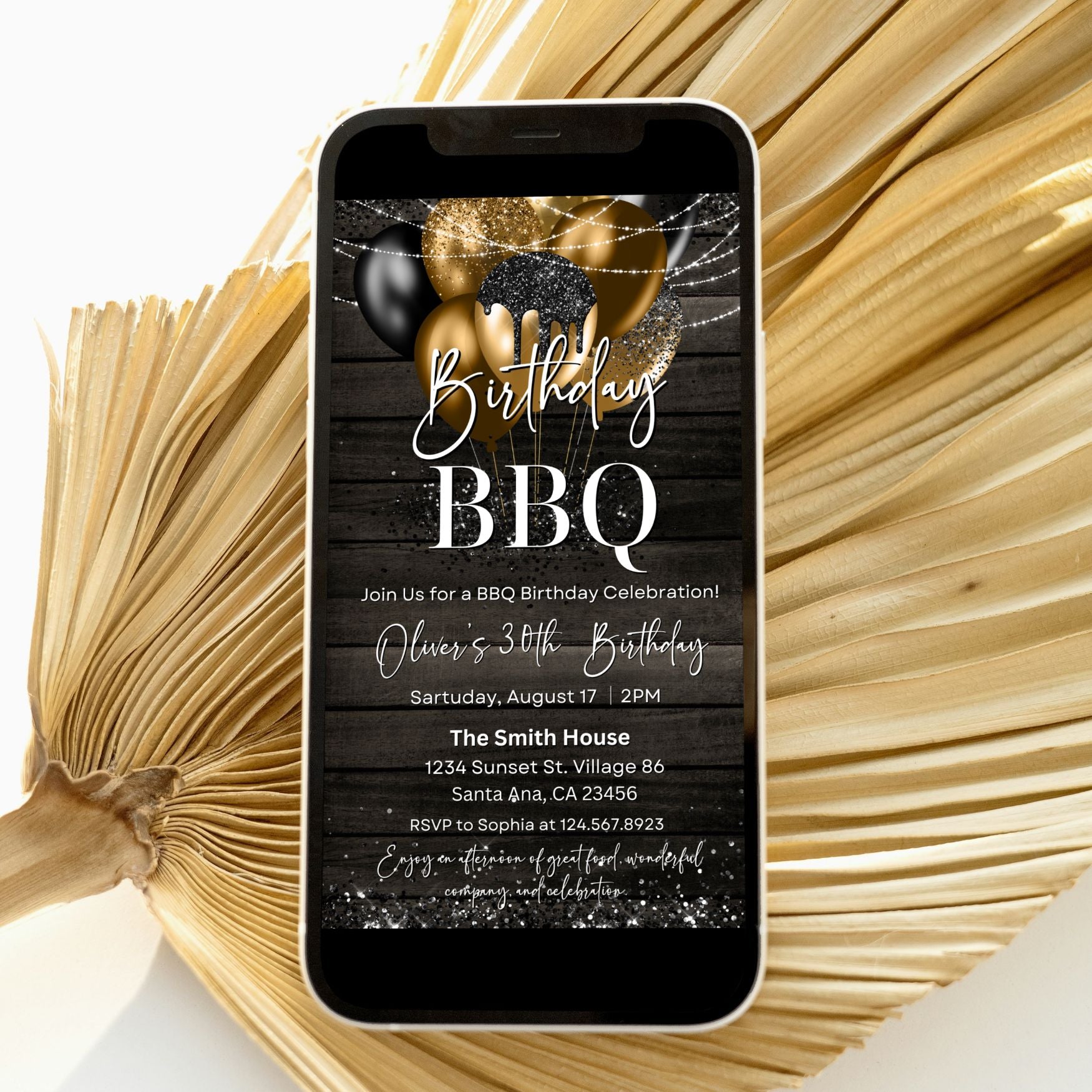 Editable BBQ Bithday Party Invitation template
