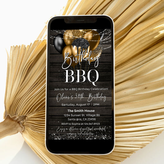 Editable BBQ Bithday Party Invitation template