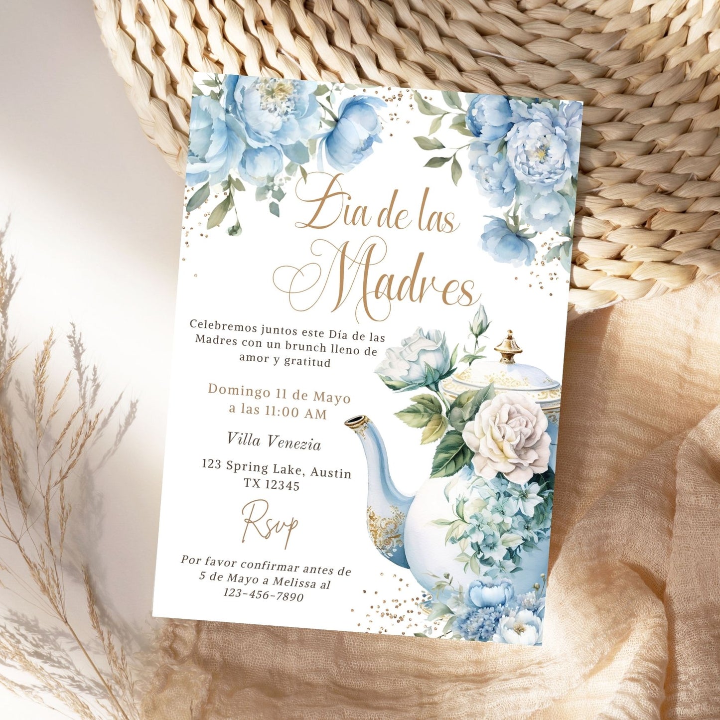Spanish Mother's Day Tea Party Invitation