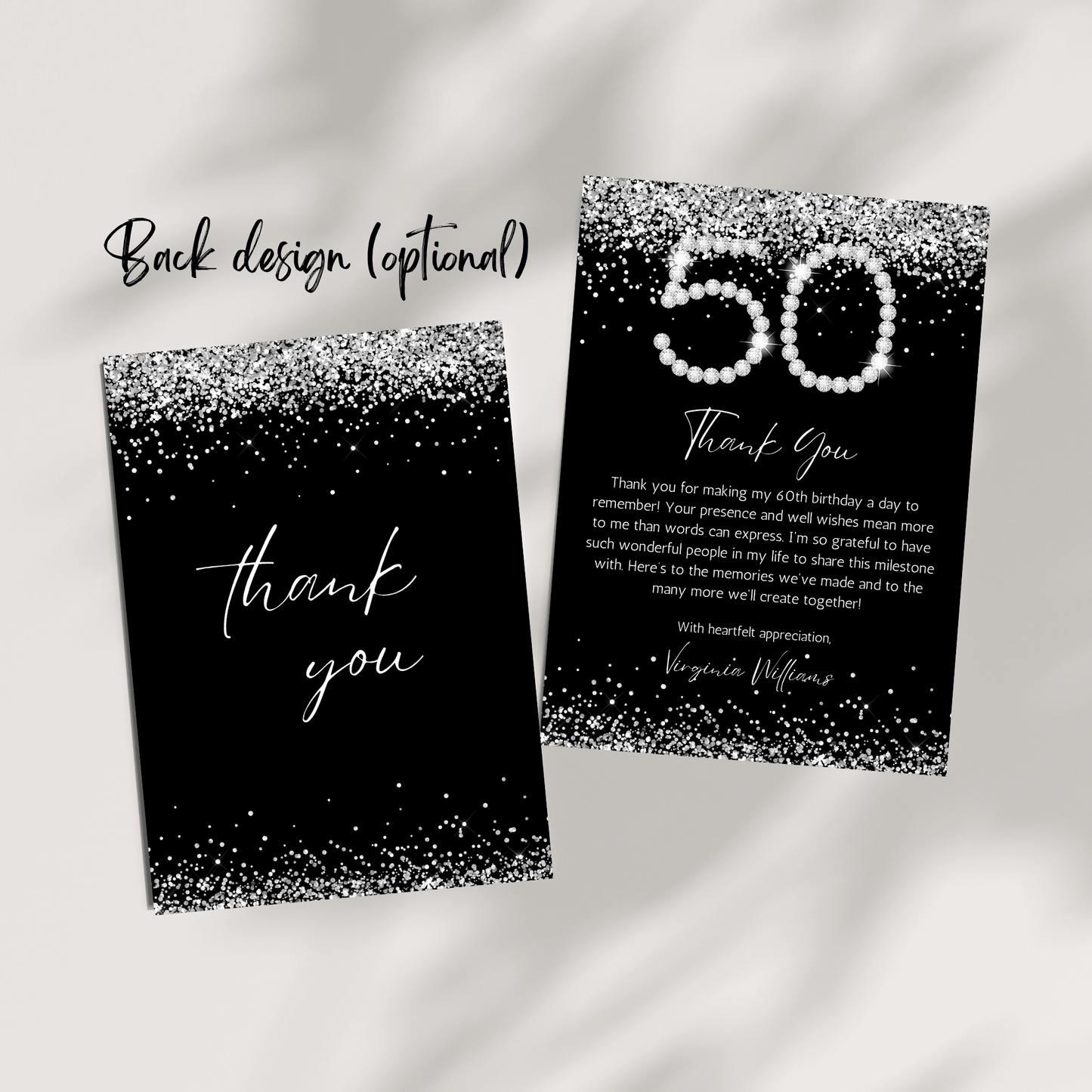 50th Birthday Thank you Card template