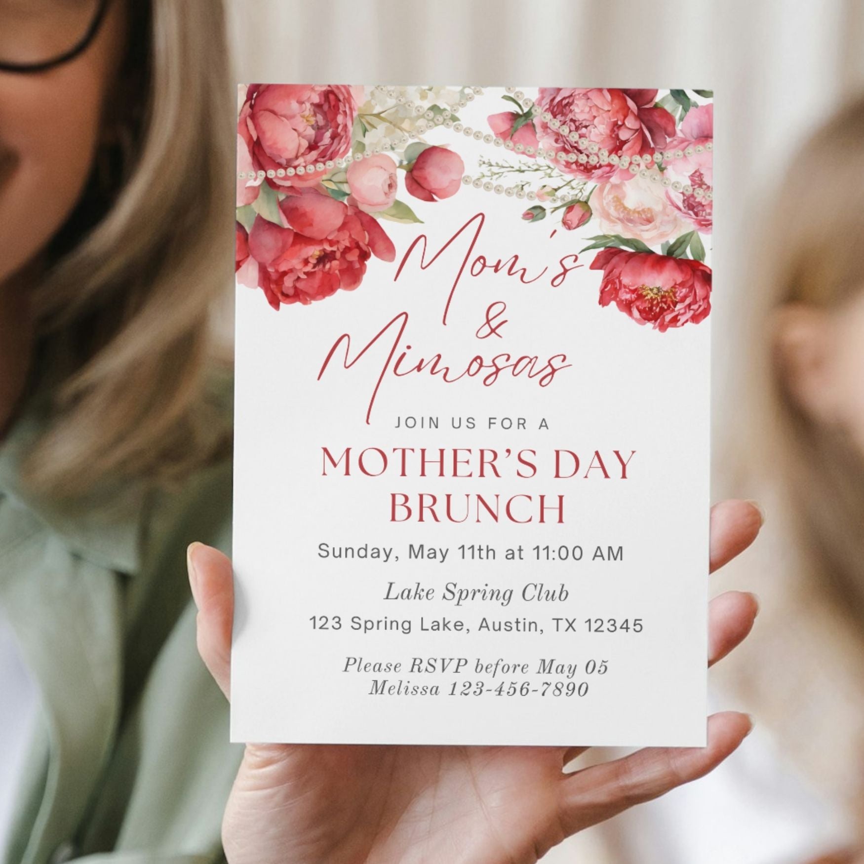 Celebrate Moms and Mimosas Editable Mother's Day Invite