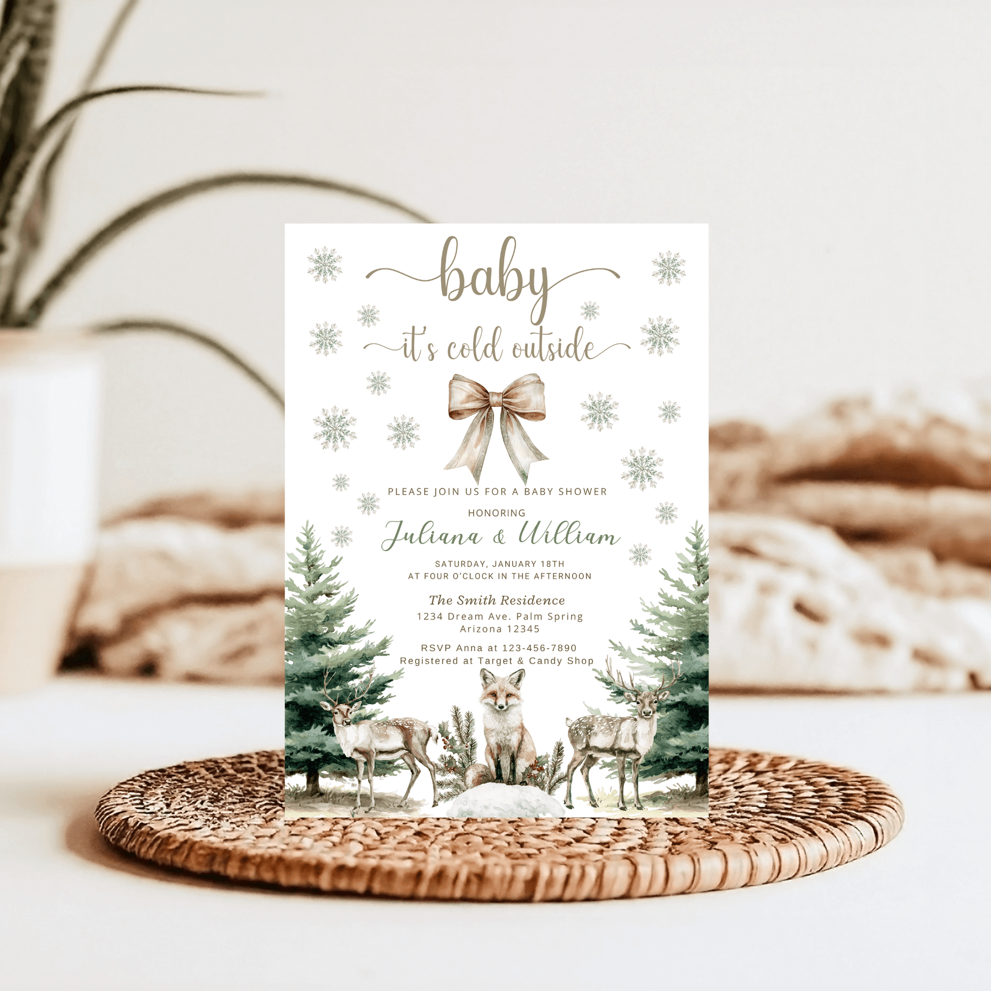 Editable Winter Baby Shower Invite