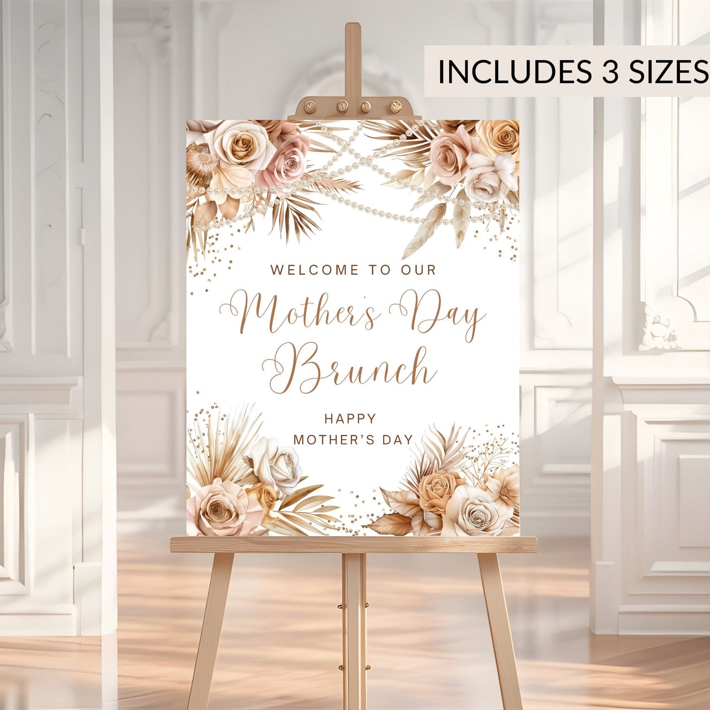 Mother's Day Brunch Floral and Pearls Welcome sign