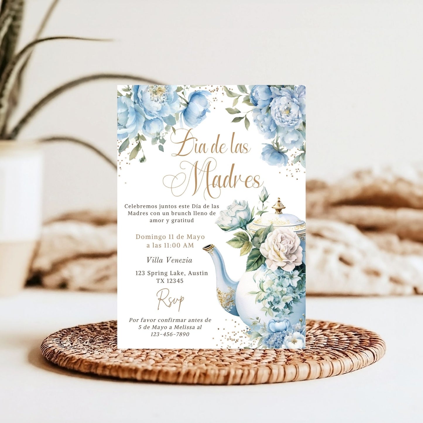 Spanish Mother's Day Tea Party Invitation