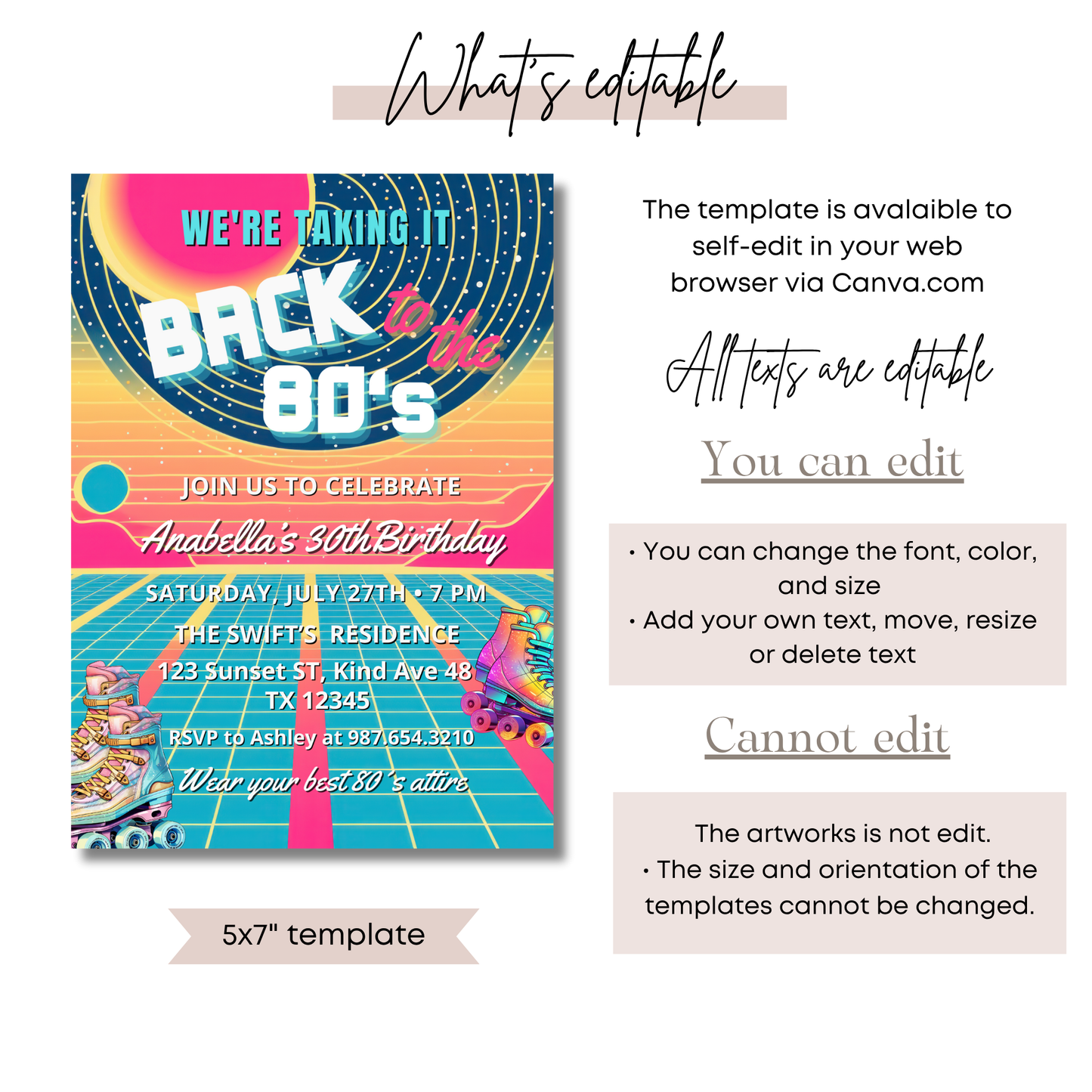 Back to the 80s Birthday Party Invitation
