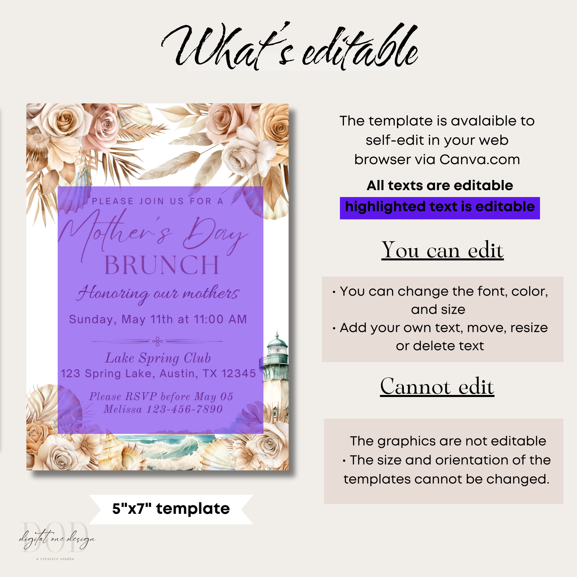 Boho Beach Mother's Day Brunch Invitation