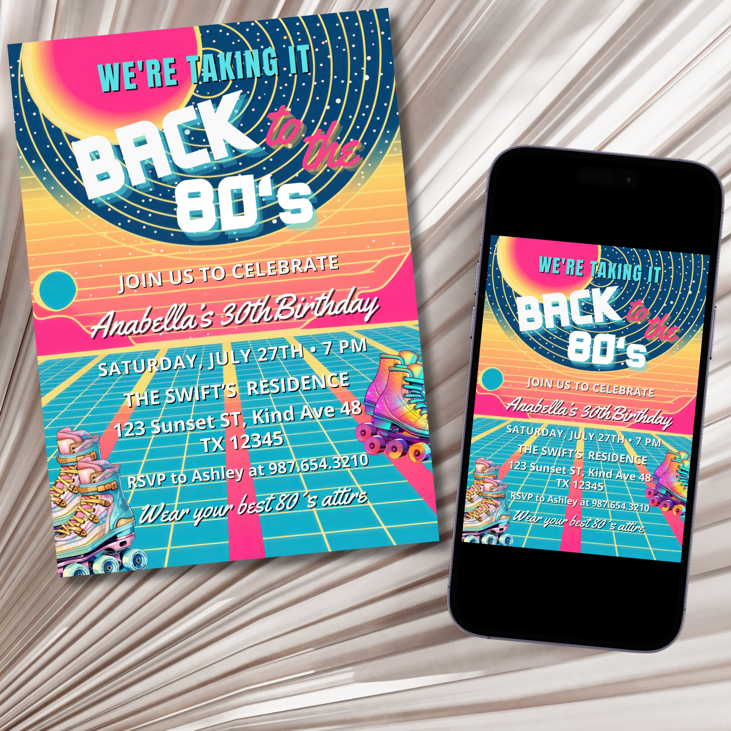 Back to the 80s Birthday Party Invitation