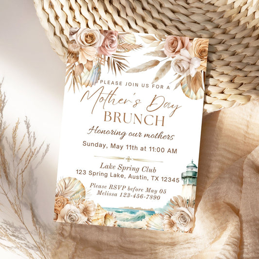Boho Beach Mother's Day Brunch Invitation
